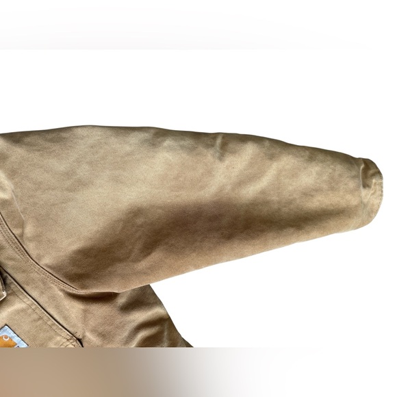 Vintage 90s Carhartt Arctic Quilt Lined Duck Jacket Tan Distressed Men’s Medium - Picture 6 of 10